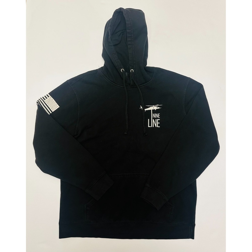 Nine Line Apparel "The Pledge" Raglan Tailgater Mens L Black Hoodie Sweatshirt